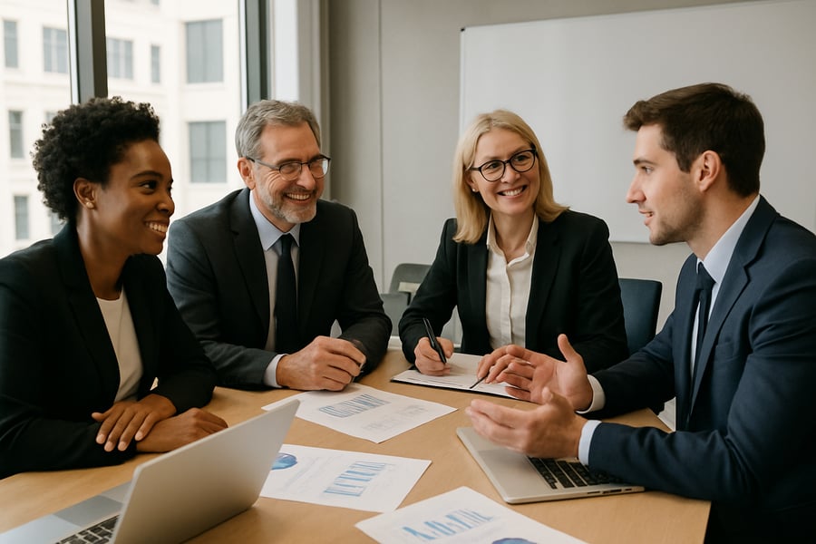 Executives collaborating in a professional business meeting