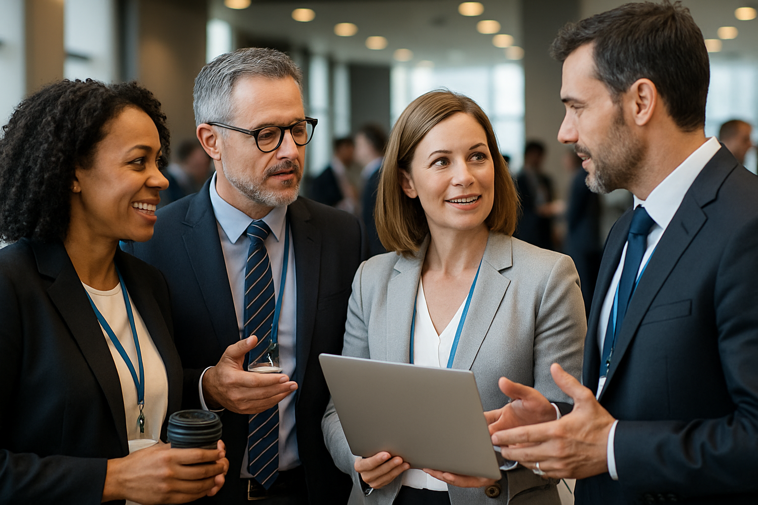 Executives collaborating at a networking event